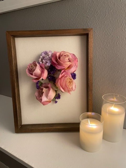 Shadow Box with Roses made with Flower Drying Art